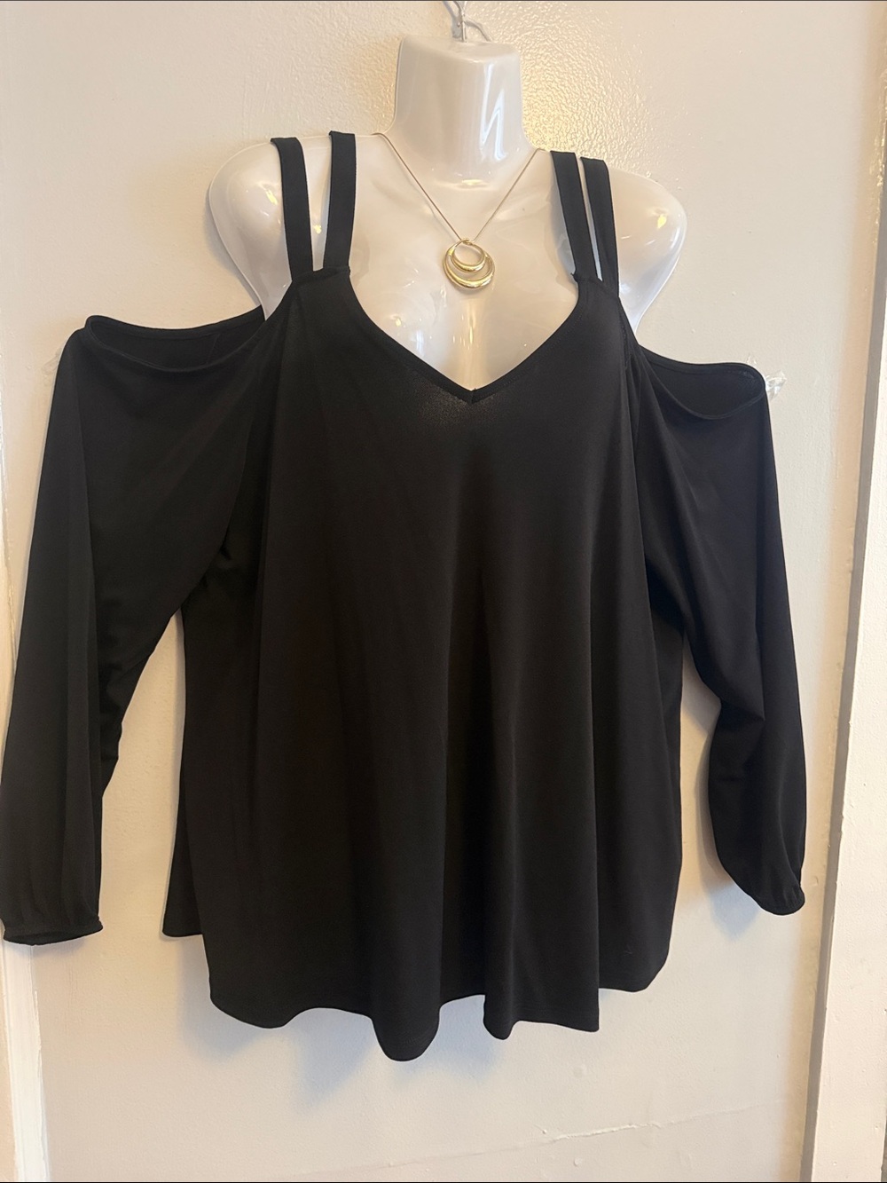 torrid Black Cold-Shoulder V-Neck Tunic